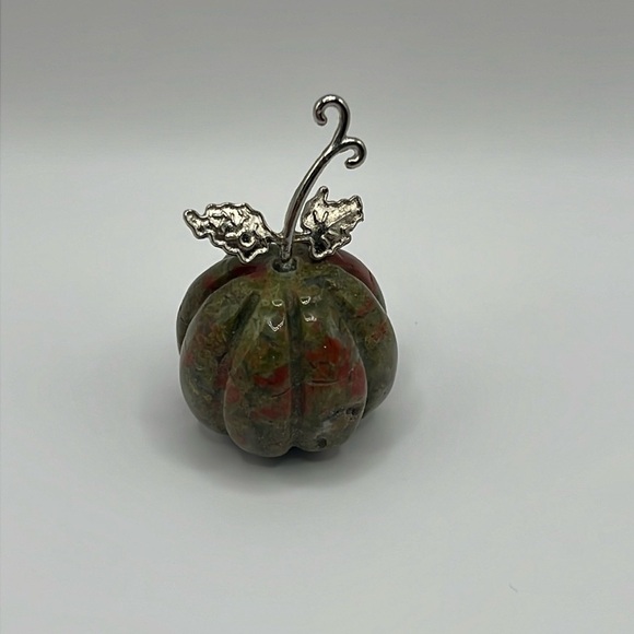 Unakite Jasper Polished Carved Pumpkin - Picture 2 of 6